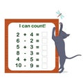 Vector illustration of a children`s math game on the topic I can count. Royalty Free Stock Photo